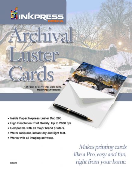 InkPress 7x10" Lustre Greeting Cards - 20 Sheets