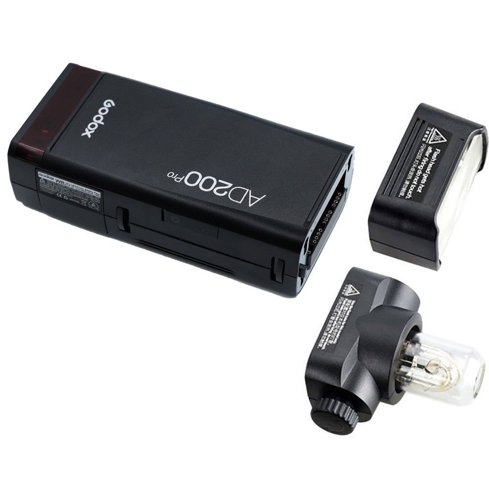 Godox AD200Pro Pocket Flash 200Ws, 2.4G TTL 1/8000 0.01-1.8s Recycling  2900mAh Battery, Bare Bulb&Speedlite Fresnel Flash Head, Godox Monolight  for