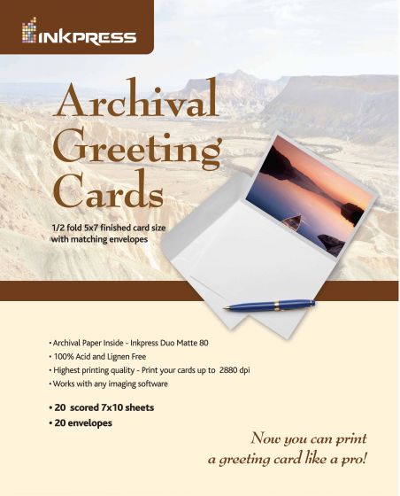 InkPress Archival Greeting Cards 7"x10" - 20 Pack