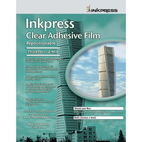 InkPress Clear Adhesive 11"X17" Repositionable 20 Sheets