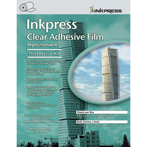 InkPress Clear Adhesive Repositionable Film 36"X75' Roll