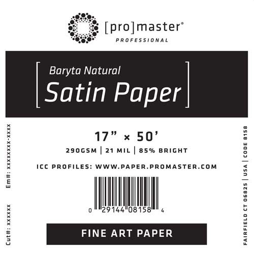 ProMaster Fine Art Baryta Natural Satin Paper 17"x50' Roll