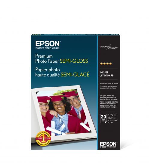Premium semi-gloss ink jet photo paper, 10 mil, 8-1/2 x 11, 20 sheets/pack
