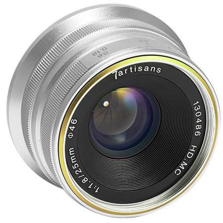 7Artisans 25mm F1.8 Lens - Micro Four Thirds - Silver