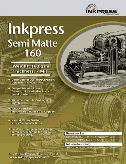 InkPress Semi Matte 160 13X50 Roll 160 GSM