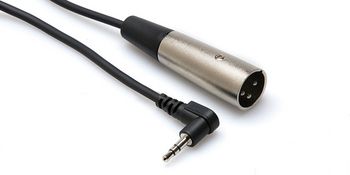 Hosa Microphone Cable, Right-angle 3.5 mm TRS to XLR Male, 1 ft