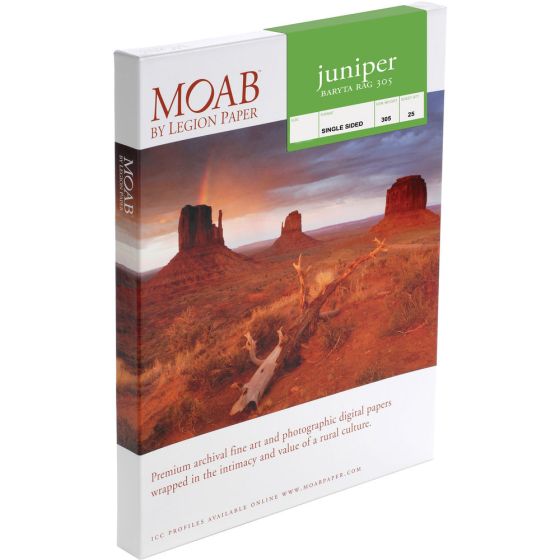 Moab Juniper Baryta Rag 305 Inkjet Paper - 13x19", 25 Sheets