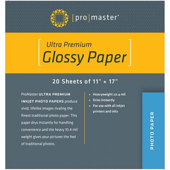 ProMaster Ultra Premium Glossy Paper - 11"x17" - 20 Sheets
