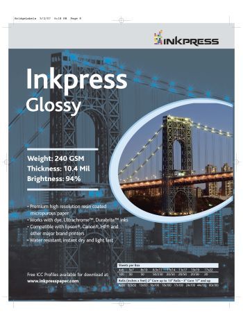 Inkpress Glossy 11" x 17" 20 sheets