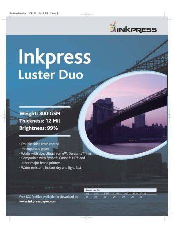 InkPress Luster DUO, 290gsm,4in. x 6in. 20 sheets