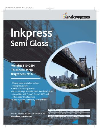 Inkpress Duo Semi Gloss, 180gsm, 8.5x11, 50 Sheets