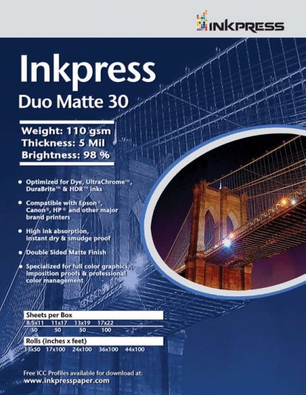 InkPress Duo Matte 13X19 50 Sheets 110 GSM