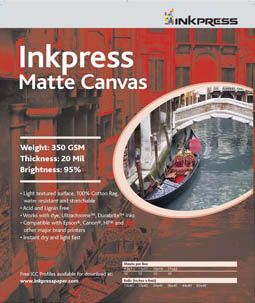 InkPress Matte Canvas, 350gsm,60in.X50ft.    Roll