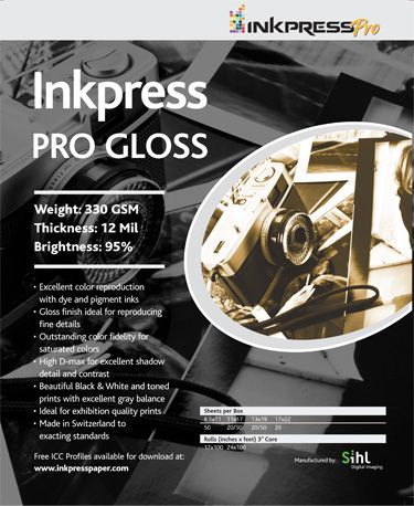 InkPress Pro Gloss 4X6 50 Sheets 330 GSM