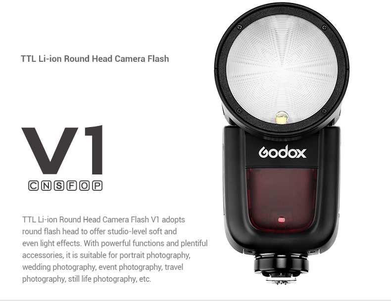 Godox V1-C TTL On-Camera Round Camera Flash Compatible for Canon Cameras 